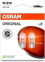 OSRAM ORIGINAL LINE 12V, W3W, signaallamp, glazen wigbasis, dubbele blister (2 lampen)