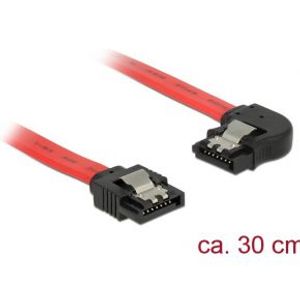 Delock 83963 SATA 6 Gb/s Kabel recht naar links haaks 30cm rood