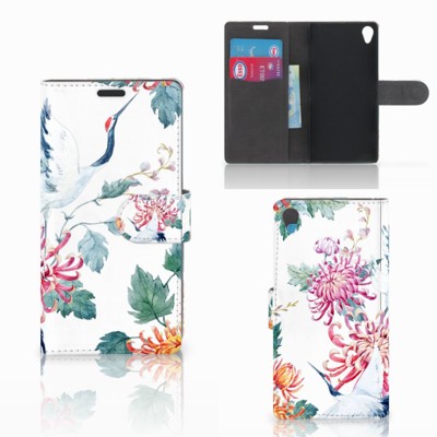 Sony Xperia Z3 Telefoonhoesje met Pasjes Bird Flowers