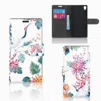 Sony Xperia Z3 Telefoonhoesje met Pasjes Bird Flowers
