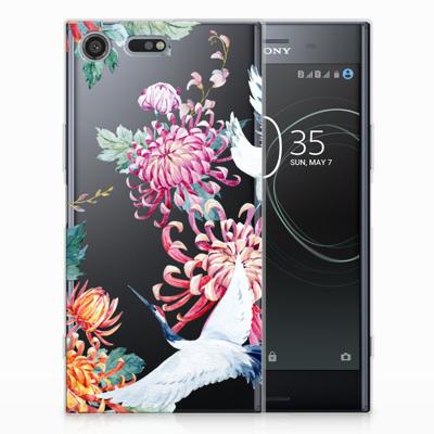 Sony Xperia XZ Premium TPU Hoesje Bird Flowers