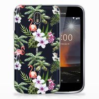 Nokia 1 TPU Hoesje Flamingo Palms - thumbnail