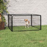 Hondenkennel 4 panelen 100x50 cm gepoedercoat staal zwart - thumbnail