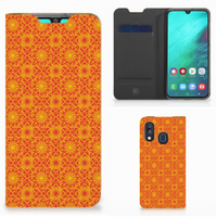 Samsung Galaxy A40 Hoesje met Magneet Batik Oranje - thumbnail