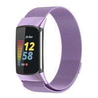 By Qubix - Milanese bandje - Paars - Compatible met Compatible met Fitbit Charge 5 - Compatible fitbit bandje