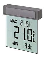TFA Dostmann Digitale raamthermometer Vision , 30.1025, groot display voor het aflezen van de buitentemperatuur, maximum en minimum waarden, weerbestendig, zilver, (L) 97 x (B) 22 x (H) 105 mm