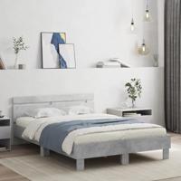 vidaXL Bedframe met hoofdeinde en LED betongrijs 120x190 cm, bed, bedbodem, logeerbed, 2-persoons bed, slaapkamermeubel, bedframe met hoofdeinde