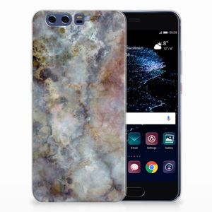 Huawei P10 Plus TPU Siliconen Hoesje Marmer Grijs