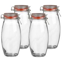 Weckpot/inmaakpot - 4x - 1.9L - glas - met beugelsluiting - D12 x H25 cm