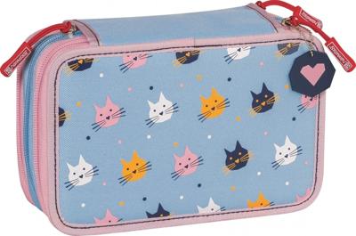 Brunnen pennenetui katten 3 vaks 19,5 cm blauw 34 delig Brunnen pennenetui katten 3 vaks 19,5 cm blauw 34 delig