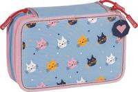 Brunnen pennenetui katten 3 vaks 19,5 cm blauw 34 delig