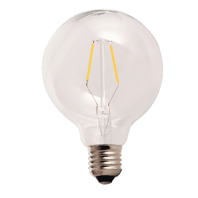 LED lamp filament globe medium 8,5 cm 2W clear