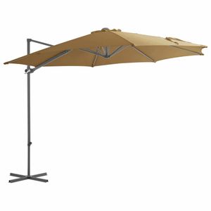 Zweefparasol met stalen paal 300 cm taupe