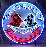 Chevrolet Corvette Flags Neon Met Achterplaat 65 x 65 cm