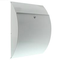 Burg Wächter Brievenbus met openingsstop, A4 inworpformaat, EU-norm EN 13724, verzinkt staal, Riviera 835 W, wit (B x H x D) 335 x 460 x 130 mm
