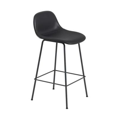 Muuto Fiber barkruk met rugleuning gestoffeerd H65 black