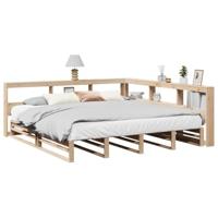 vidaXL Bed met boekenkast zonder matras massief grenenhout 200x200 cm