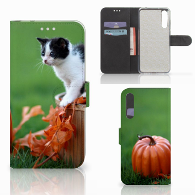 Huawei P20 Pro Telefoonhoesje met Pasjes Kitten