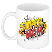 Super mom cadeau mok / beker wit - kado voor mama / moederdag - popart / strip stijl