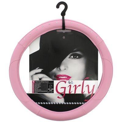 Car Plus stuurhoes Girly met diamanten uni PVC roze 37 39 cm