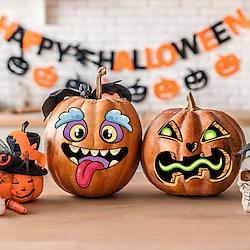 10 stuks halloween pompoen decoratieve stickers - truc feestcadeaus voor kinderen, doe-het-zelf puzzelontwikkeling met grappige uitdrukkingen, zelfklevend Lightinthebox