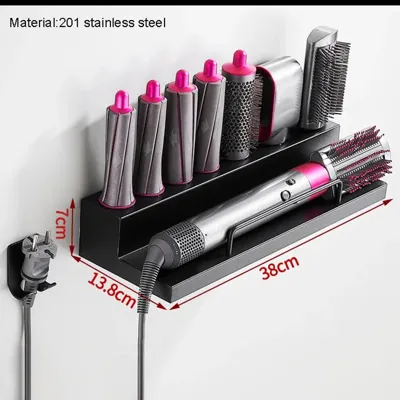 Wandgemonteerde Organizer voor Dyson Airwrap - RVS | Zonder Boren | Dubbele Laag Wandgemonteerde Organizer voor Dyson Airwrap - RVS | Zonder Boren | Dubbele Laag