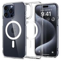 iPhone 15 Pro Max Spigen Ultra Hybrid Mag Hoesje - Wit / Doorzichtig