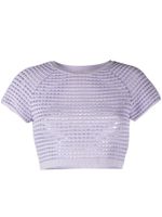 Genny haut crop en maille ajourée - Violet - thumbnail