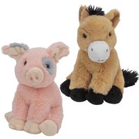 Pluche boerderijdieren knuffels Varken en Paard setje van 18 en 17 cm