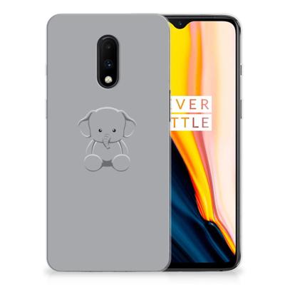 OnePlus 7 Telefoonhoesje met Naam Grijs Baby Olifant OnePlus 7 Telefoonhoesje met Naam Grijs Baby Olifant