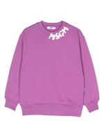 MSGM Kids sweat en coton à logo imprimé - Violet