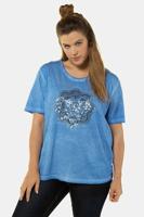 Ulla Popken T-shirt, regular, oil dyed, transparante pailleten - Grote Maten