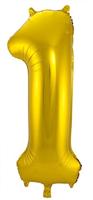 Folat - Gouden Folieballon Cijfer 1-86 cm