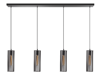ETH hanglamp Birdy 4 lichts balk - zwart
