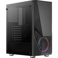 AeroCool Zauron Saturn Mid Tower PC Gaming Case with Tempered Glass Window, 12 cm FRGB Fan, 2 x USB 3.0, Supports ATX/Micro-ATX/Mini-ITX, Black ZAURONBK
