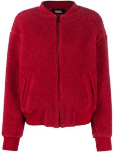 Karl Lagerfeld logo-embroidered zipped bomber jacket - Rouge