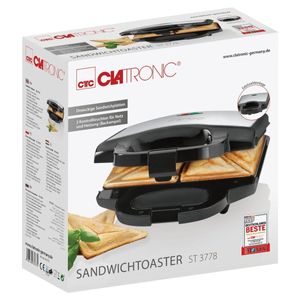 Clatronic ST 3778 Sandwich toaster Anti-aanbaklaag RVS, Zwart