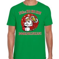 Fout Kerst shirt bier drinkende santa ho ho ho groen voor heren