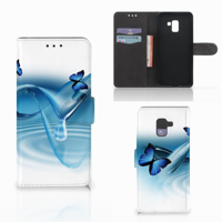 Samsung Galaxy A8 Plus (2018) Telefoonhoesje met Pasjes Vlinders