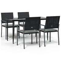 vidaXL 5-delige Tuinset met kussens poly rattan en staal, tuin set, tuinmeubel set, tuin tafel, tuinmeubelset, tuintafel, tuinstoel, tuin stoel