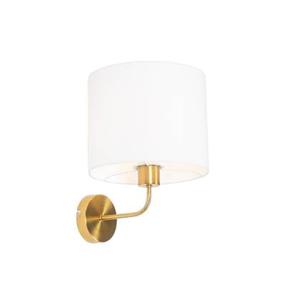 QAZQA Klassieke wandlamp goud stoffen kap wit - Cas