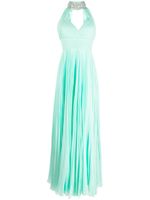 Jenny Packham Hali halterneck silk gown - Vert