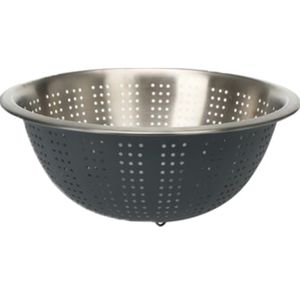 RVS keuken vergiet/zeef - afgieten etenswaren - antraciet - 27 x 12.5 cm