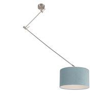 QAZQA - Moderne Hanglamp | Eettafel | Eetkamer staal met kap mineraal 35 cm - Blitz I | Woonkamer | Slaapkamer | Keuken - Rotan Rond - E27 Geschikt voor LED - Max. 1 x 60 Watt