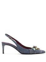 Dolce & Gabbana crystal-embellished denim slingback pumps - Bleu