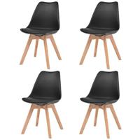 vidaXL 4x Eetkamerstoel Eetstoel Keukenstoel Stoel Stoelenset Stoelen Set Zetel Eetkamerstoelen Eetstoelen Keukenstoelen Zitstoel Kunstleer Zwart