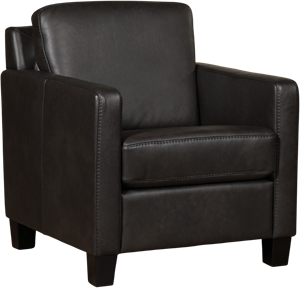 Donkergrijze leren landelijke fauteuil Smart - poot hout zwart - Granada leer Graphite (donkergrijs leer)