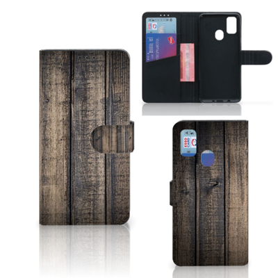 Samsung Galaxy M21 | M30s Book Style Case Steigerhout Samsung Galaxy M21 | M30s Book Style Case Steigerhout