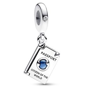 Pandora 792680C01 Hangbedel Openable Passport zilver-emaille-zirconia blauw-wit