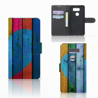 LG V30 Book Style Case Wood Heart - Cadeau voor je Vriend